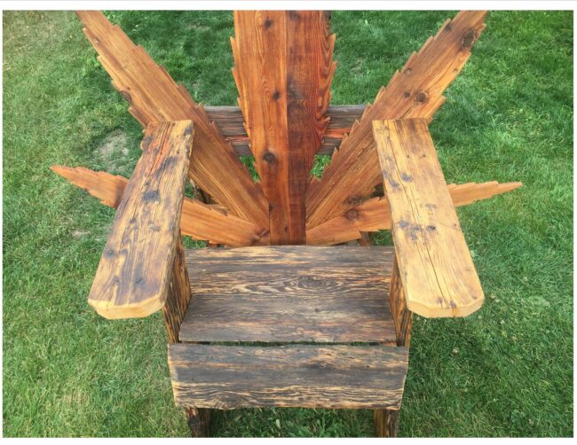 Outdoor Chair with Cannabis leaf design for the back support